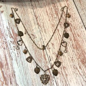 Anne Koplik designs vintage heart charms necklace 30"